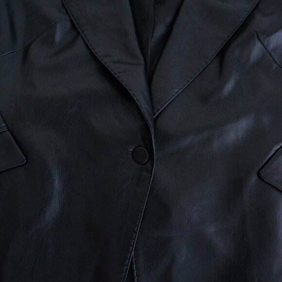 Generation Love New York Hudson Vegan Leather Black Single Button Blazer Xl - Picture 7 of 13